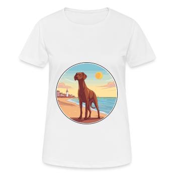 Belgian Pointer Dog Breed Cartoon Kawaii Clipart - Women's Breathable T-Shirt - white - Front - AI Model Female 172 dark (172cm)