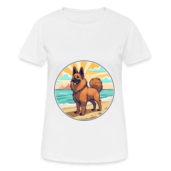 Belge Tervuren chien race Cartoon Kawaii Clipart - T-shirt respirant Femme - blanc - Devant - AI Model Female 172 dark (172cm)