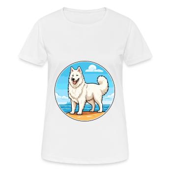 Berger Blanc Suisse Dog Breed Cartoon Kawaii Dog - Women's Breathable T-Shirt - white - Front - AI Model Female 172 dark (172cm)