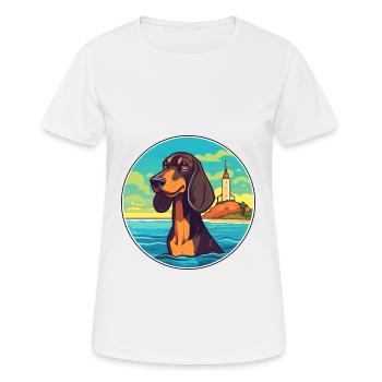Chien de chasse de la Forêt-Noire race de chien de dessin animé Kawaii - T-shirt respirant Femme - blanc - Devant - AI Model Female 172 dark (172cm)