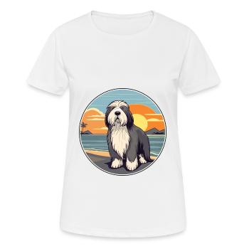 Bearded Collie Dog Breed Cartoon Kawaii Clipart - Women's Breathable T-Shirt - white - Front - AI Model Female 172 dark (172cm)