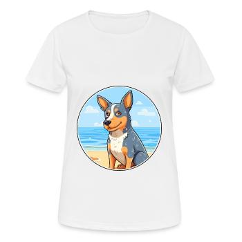 Blue Heeler Dog Breed Cartoon Kawaii Clipart Dog - Women's Breathable T-Shirt - white - Front - AI Model Female 172 dark (172cm)