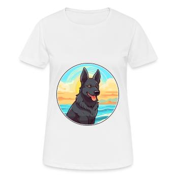 Chien d’élan norvégien noir race de chien Cartoon Kawaii - T-shirt respirant Femme - blanc - Devant - AI Model Female 172 dark (172cm)