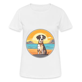 Braque Auvergne Dog Breed Cartoon Kawaii Clipart - Women's Breathable T-Shirt - white - Front - AI Model Female 172 dark (172cm)