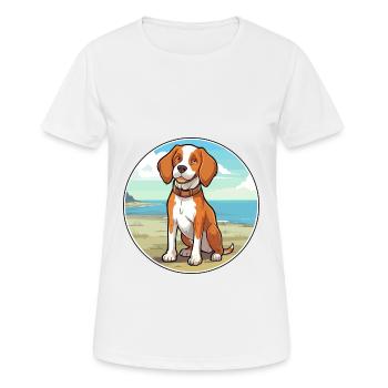 Bretagne chien race dessin animé kawaii clipart chien animal de compagnie - T-shirt respirant Femme - blanc - Devant - AI Model Female 172 dark (172cm)