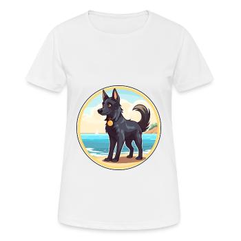 Belgischer Groenendael Hund Rasse Cartoon Kawaii Hund - Frauen T-Shirt atmungsaktiv - Weiß - Vorne - AI Model Female 172 dark (172cm)