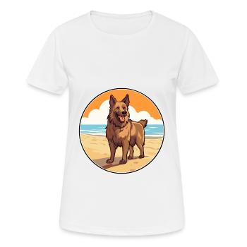 Belgian Shepherd Dog Breed Cartoon Kawaii Clipart - Women's Breathable T-Shirt - white - Front - AI Model Female 172 dark (172cm)