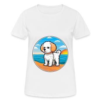 Bichon Frise chien race Cartoon Kawaii Clipart chien - T-shirt respirant Femme - blanc - Devant - AI Model Female 172 dark (172cm)