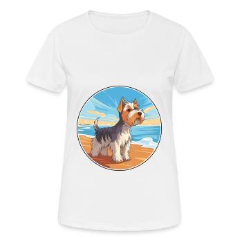 Biewer Terrier Dog Breed Cartoon Kawaii Clipart - Women's Breathable T-Shirt - white - Front - AI Model Female 172 dark (172cm)