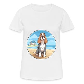 Blue Gascony Basset Dog Breed Cartoon Kawaii Dog - Women's Breathable T-Shirt - white - Front - AI Model Female 172 dark (172cm)