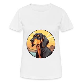Noir et Tan Coonhound chien race Cartoon Kawaii - T-shirt respirant Femme - blanc - Devant - AI Model Female 172 dark (172cm)