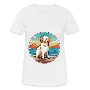 Bolognese Hund Rasse Cartoon Kawaii Clipart Hund Haustier - Frauen T-Shirt atmungsaktiv - Weiß - Vorne - AI Model Female 172 dark (172cm)