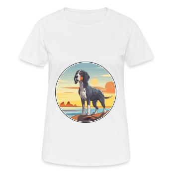 Bluetick Coonhound Dog Breed Cartoon Kawaii Dog - Women's Breathable T-Shirt - white - Front - AI Model Female 172 dark (172cm)