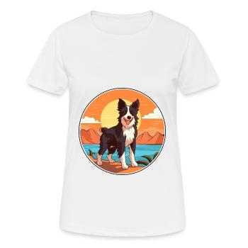 Border Collie Dog Breed Cartoon Kawaii Clipart Dog - Women's Breathable T-Shirt - white - Front - AI Model Female 172 dark (172cm)
