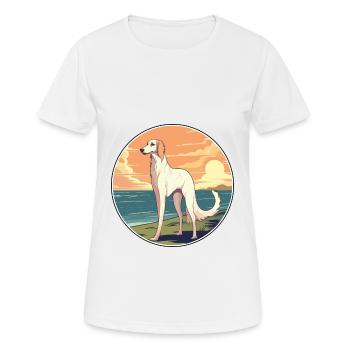 Borzoi Dog Breed Cartoon Kawaii Clipart Watercolor - Women's Breathable T-Shirt - white - Front - AI Model Female 172 dark (172cm)