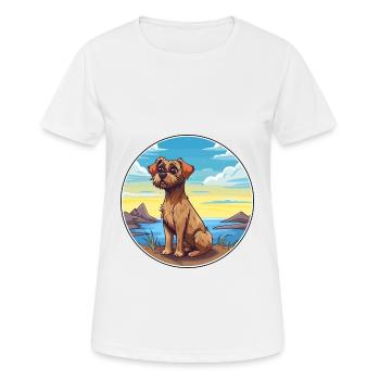 Border Terrier chien race Cartoon Kawaii Clipart - T-shirt respirant Femme - blanc - Devant - AI Model Female 172 dark (172cm)