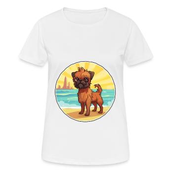 Brussels Griffon Dog Breed Cartoon Kawaii Clipart - Women's Breathable T-Shirt - white - Front - AI Model Female 172 dark (172cm)