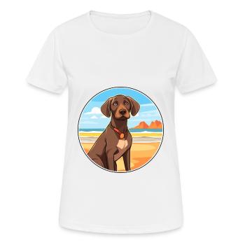 Burgos Pointer chien race Cartoon Kawaii Clipart - T-shirt respirant Femme - blanc - Devant - AI Model Female 172 dark (172cm)