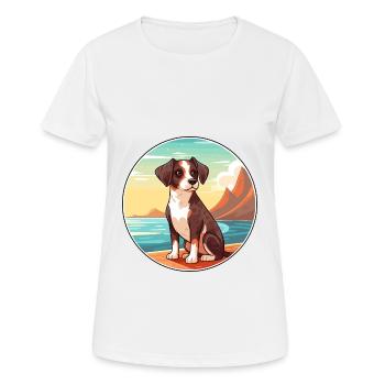 Cao Da Serra De Aires Hunderasse Cartoon Kawaii Hund - Frauen T-Shirt atmungsaktiv - Weiß - Vorne - AI Model Female 172 dark (172cm)