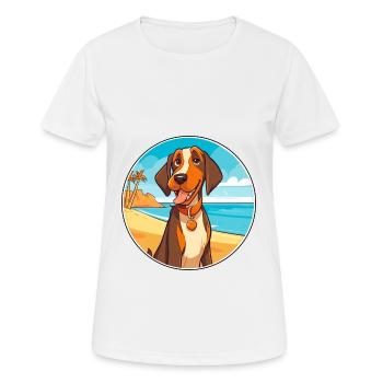 Cao De Castro Laboreiro Race De Chien Cartoon Kawaii - T-shirt respirant Femme - blanc - Devant - AI Model Female 172 dark (172cm)