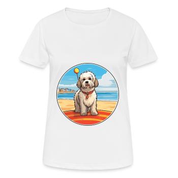 Catalan Sheepdog Dog Breed Cartoon Kawaii Clipart - Women's Breathable T-Shirt - white - Front - AI Model Female 172 dark (172cm)