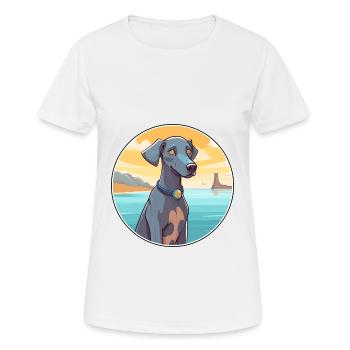 Bleu dentelle chien race dessin animé Kawaii Clipart chien animal de compagnie - T-shirt respirant Femme - blanc - Devant - AI Model Female 172 dark (172cm)