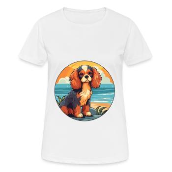Cavalier König Charles Spaniel Hunderasse Karikatur - Frauen T-Shirt atmungsaktiv - Weiß - Vorne - AI Model Female 172 dark (172cm)