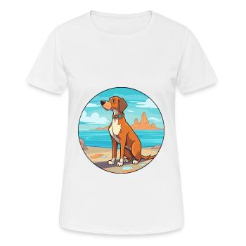 Braque Francais Dog Breed Cartoon Kawaii Clipart - Women's Breathable T-Shirt - white - Front - AI Model Female 172 dark (172cm)