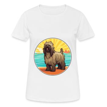 Briard Dog Breed Cartoon Kawaii Clipart Watercolor - Women's Breathable T-Shirt - white - Front - AI Model Female 172 dark (172cm)