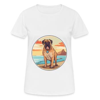Bullmastiff chien race dessin animé Kawaii Clipart chien - T-shirt respirant Femme - blanc - Devant - AI Model Female 172 dark (172cm)