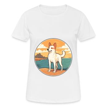 Canaan chien race dessin animé Kawaii Clipart aquarelle - T-shirt respirant Femme - blanc - Devant - AI Model Female 172 dark (172cm)