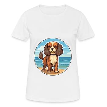 Cavalier Dog Breed Cartoon Kawaii Clipart Dog Pet - Women's Breathable T-Shirt - white - Front - AI Model Female 172 dark (172cm)