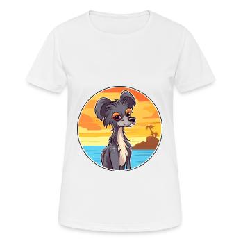 Chinois à crête chien race Cartoon Kawaii Clipart - T-shirt respirant Femme - blanc - Devant - AI Model Female 172 dark (172cm)
