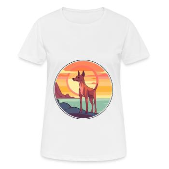 Cirneco Dell Etna Dog Breed Cartoon Kawaii Clipart - Women's Breathable T-Shirt - white - Front - AI Model Female 172 dark (172cm)