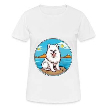 Chien esquimau canadien race Cartoon Kawaii Clipart - T-shirt respirant Femme - blanc - Devant - AI Model Female 172 dark (172cm)