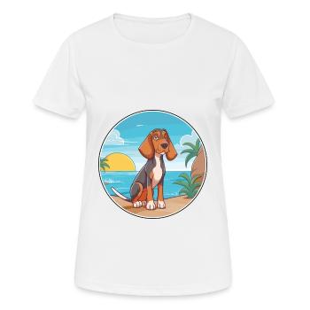 Canarian Warren Hound chien race dessin animé Kawaii chien - T-shirt respirant Femme - blanc - Devant - AI Model Female 172 dark (172cm)