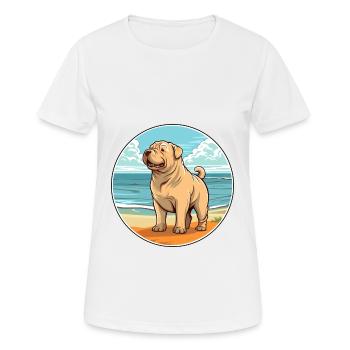 Chinois Shar Pei chien race dessin animé Kawaii Clipart - T-shirt respirant Femme - blanc - Devant - AI Model Female 172 dark (172cm)
