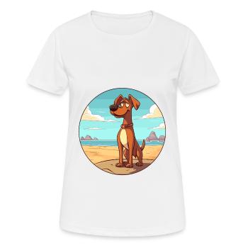 Cimarron Uruguayo Dog Breed Cartoon Kawaii Clipart - Women's Breathable T-Shirt - white - Front - AI Model Female 172 dark (172cm)