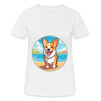 Corgi Dog Breed Cartoon Kawaii Clipart Watercolor - Women's Breathable T-Shirt - white - Front - AI Model Female 172 dark (172cm)