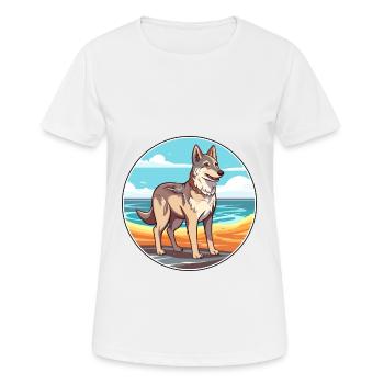 Tchécoslovaque chien-loup chien race dessin animé kawaii - T-shirt respirant Femme - blanc - Devant - AI Model Female 172 dark (172cm)