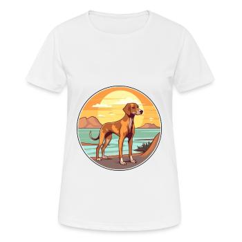 Cretan Hound Dog Breed Cartoon Kawaii Clipart Dog - Women's Breathable T-Shirt - white - Front - AI Model Female 172 dark (172cm)