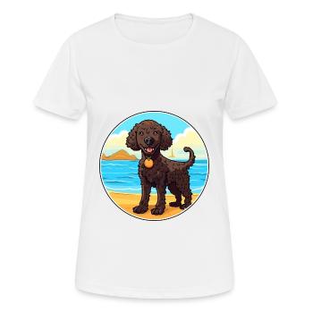 Curly Coated Retriever Dog Breed Cartoon Kawaii - Women's Breathable T-Shirt - white - Front - AI Model Female 172 dark (172cm)
