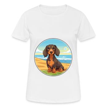Dackel Hund Rasse Cartoon Kawaii Clipart Hund Haustier - Frauen T-Shirt atmungsaktiv - Weiß - Vorne - AI Model Female 172 dark (172cm)
