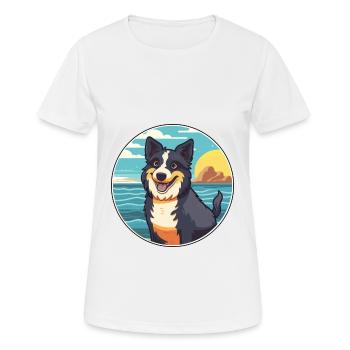 Chien de berger croate race Cartoon Kawaii Clipart - T-shirt respirant Femme - blanc - Devant - AI Model Female 172 dark (172cm)