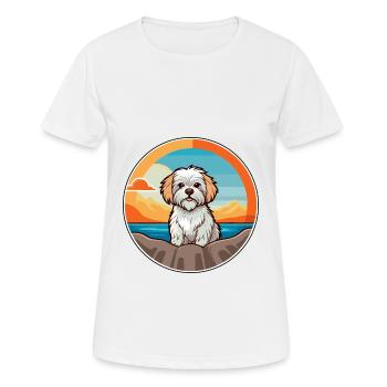 Dandie Dinmont Terrier Dog Breed Cartoon Kawaii - Women's Breathable T-Shirt - white - Front - AI Model Female 172 dark (172cm)