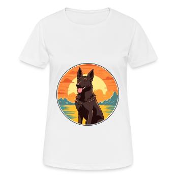 Dutch Shepherd Dog Breed Cartoon Kawaii Clipart - Women's Breathable T-Shirt - white - Front - AI Model Female 172 dark (172cm)