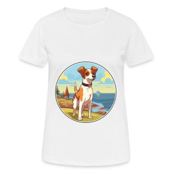 Danois Suédois Farmdog race chien Cartoon Kawaii - T-shirt respirant Femme - blanc - Devant - AI Model Female 172 dark (172cm)
