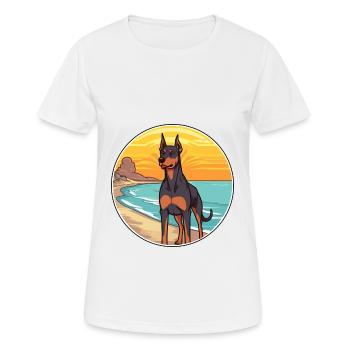 Doberman Pinscher Dog Breed Cartoon Kawaii Clipart - Women's Breathable T-Shirt - white - Front - AI Model Female 172 dark (172cm)