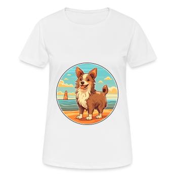 Drentsche Patrijshond Race De Chien Cartoon Kawaii Chien - T-shirt respirant Femme - blanc - Devant - AI Model Female 172 dark (172cm)