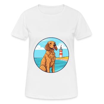 Fauve De Bretagne Dog Breed Cartoon Kawaii Clipart - Women's Breathable T-Shirt - white - Front - AI Model Female 172 dark (172cm)